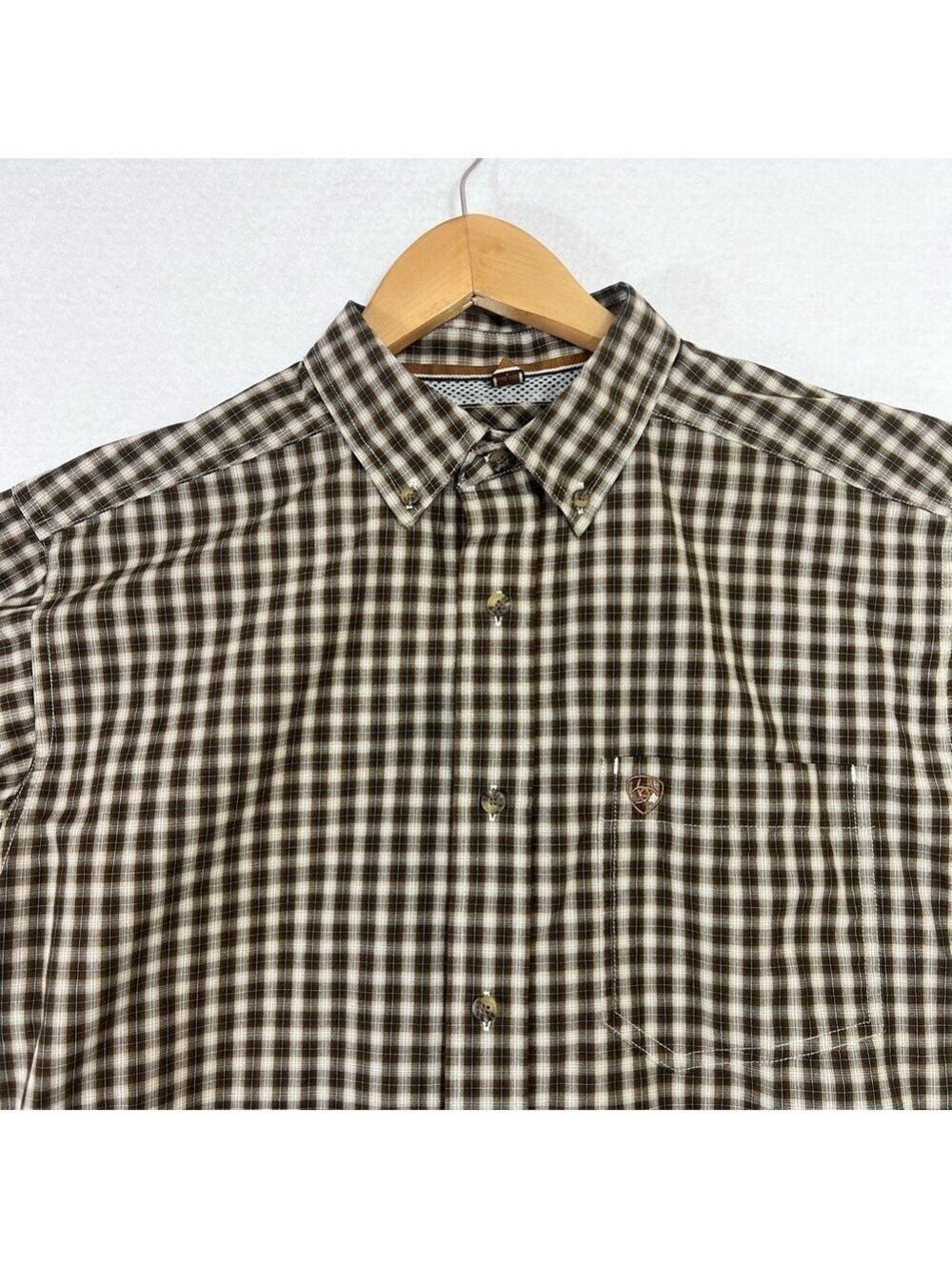 Ariat Pro Series Ellison Men’s Shirt Button Down Medium Long Sleeve Brown Plaid